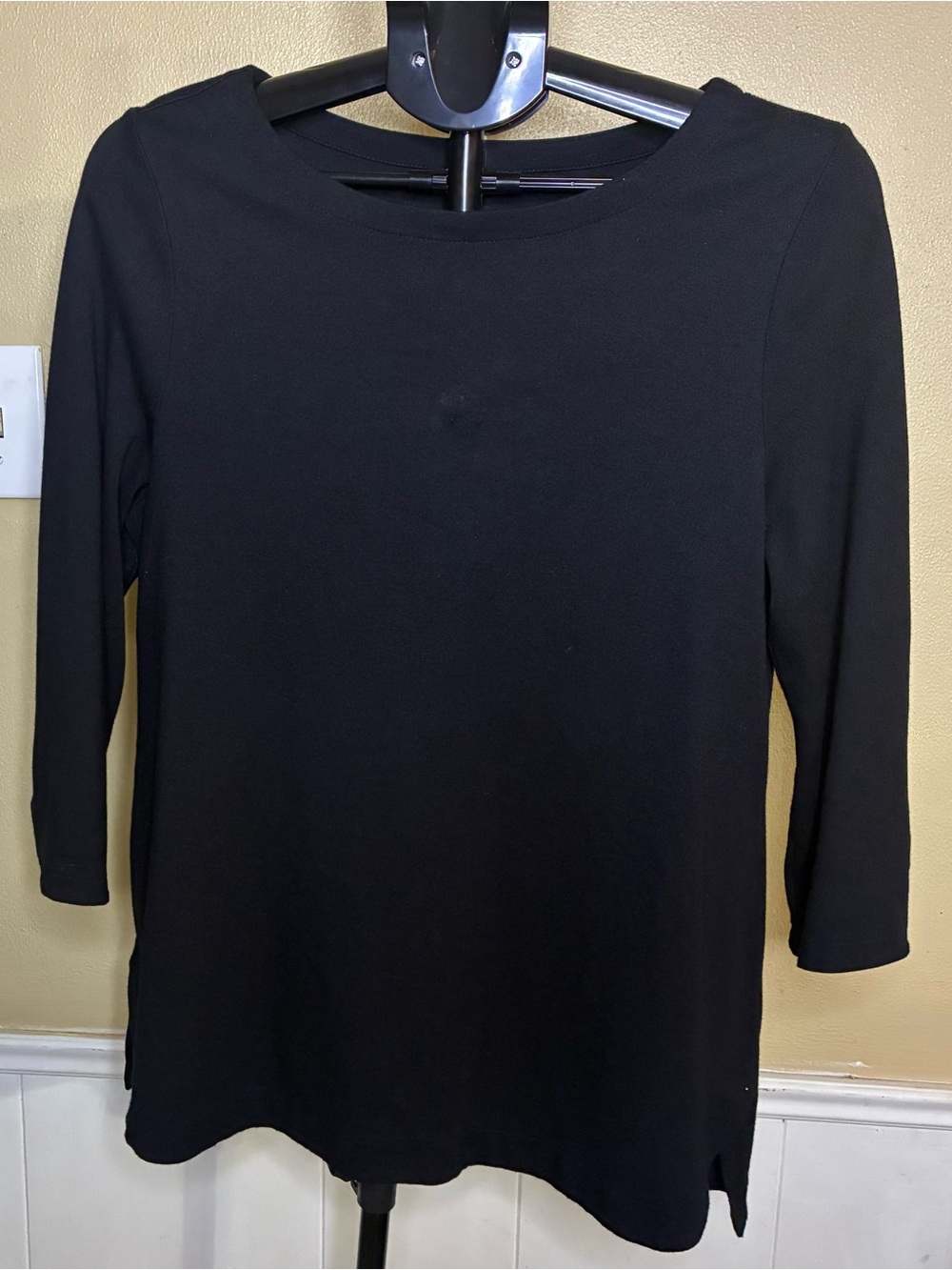 J. Jill Black Long Sleeve Boatneck Top